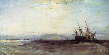 Un barco encallado Romántico Turner Pinturas al óleo